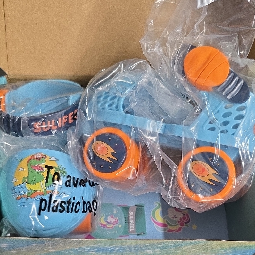 Blue and Orange Kids Roller Skates